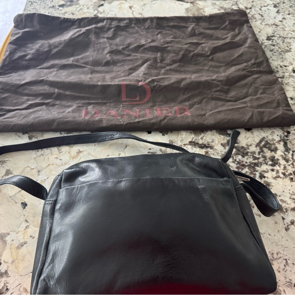 Black Danier Leather Almost Crossbody Bag